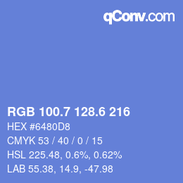 カラーコード: RGB 100.7 128.6 216 | qconv.com