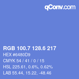 カラーコード: RGB 100.7 128.6 217 | qconv.com