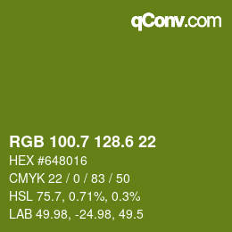カラーコード: RGB 100.7 128.6 22 | qconv.com