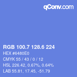 カラーコード: RGB 100.7 128.6 224 | qconv.com