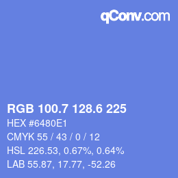 カラーコード: RGB 100.7 128.6 225 | qconv.com