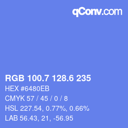 カラーコード: RGB 100.7 128.6 235 | qconv.com