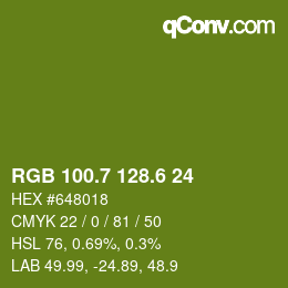 カラーコード: RGB 100.7 128.6 24 | qconv.com