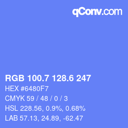 カラーコード: RGB 100.7 128.6 247 | qconv.com