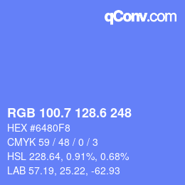 カラーコード: RGB 100.7 128.6 248 | qconv.com