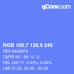 カラーコード: RGB 100.7 128.6 249 | qconv.com