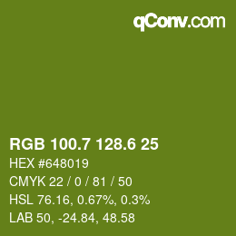 カラーコード: RGB 100.7 128.6 25 | qconv.com