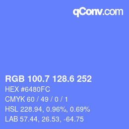 カラーコード: RGB 100.7 128.6 252 | qconv.com