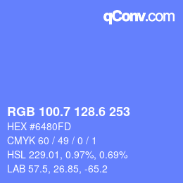 カラーコード: RGB 100.7 128.6 253 | qconv.com
