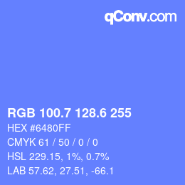 カラーコード: RGB 100.7 128.6 255 | qconv.com