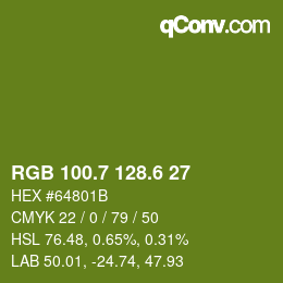カラーコード: RGB 100.7 128.6 27 | qconv.com