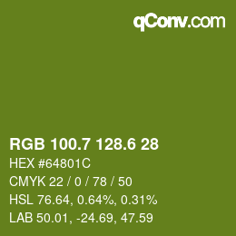 カラーコード: RGB 100.7 128.6 28 | qconv.com