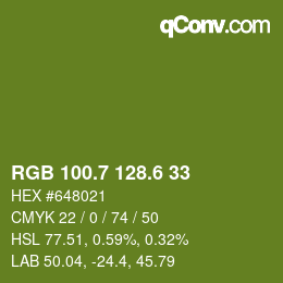 カラーコード: RGB 100.7 128.6 33 | qconv.com