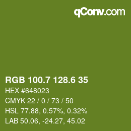 カラーコード: RGB 100.7 128.6 35 | qconv.com