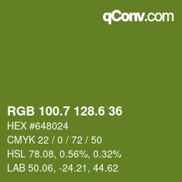カラーコード: RGB 100.7 128.6 36 | qconv.com