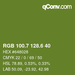 カラーコード: RGB 100.7 128.6 40 | qconv.com