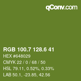 カラーコード: RGB 100.7 128.6 41 | qconv.com