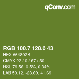カラーコード: RGB 100.7 128.6 43 | qconv.com