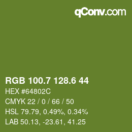 カラーコード: RGB 100.7 128.6 44 | qconv.com
