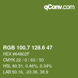 カラーコード: RGB 100.7 128.6 47 | qconv.com