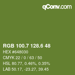 カラーコード: RGB 100.7 128.6 48 | qconv.com