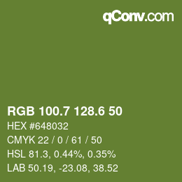 カラーコード: RGB 100.7 128.6 50 | qconv.com