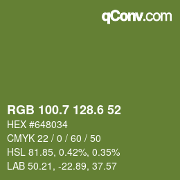 カラーコード: RGB 100.7 128.6 52 | qconv.com