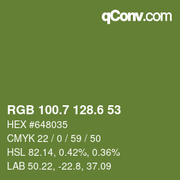 カラーコード: RGB 100.7 128.6 53 | qconv.com