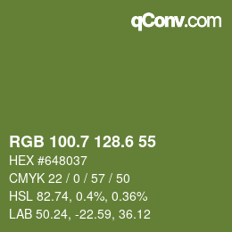 カラーコード: RGB 100.7 128.6 55 | qconv.com