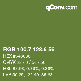 カラーコード: RGB 100.7 128.6 56 | qconv.com