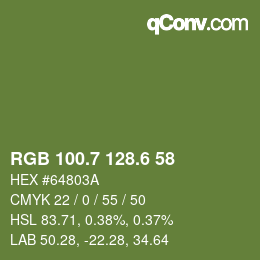 カラーコード: RGB 100.7 128.6 58 | qconv.com