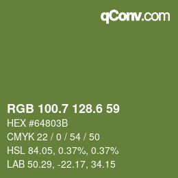 カラーコード: RGB 100.7 128.6 59 | qconv.com
