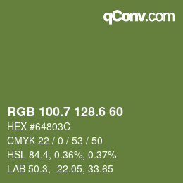 カラーコード: RGB 100.7 128.6 60 | qconv.com