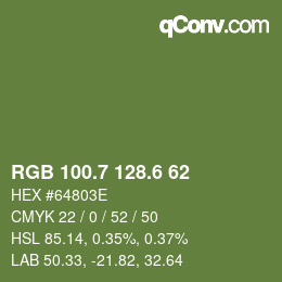 カラーコード: RGB 100.7 128.6 62 | qconv.com