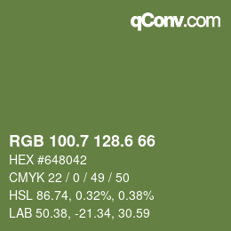 カラーコード: RGB 100.7 128.6 66 | qconv.com