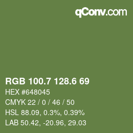 カラーコード: RGB 100.7 128.6 69 | qconv.com