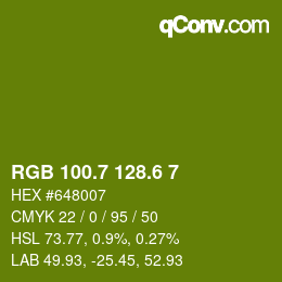 カラーコード: RGB 100.7 128.6 7 | qconv.com