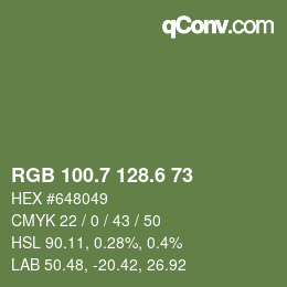 カラーコード: RGB 100.7 128.6 73 | qconv.com