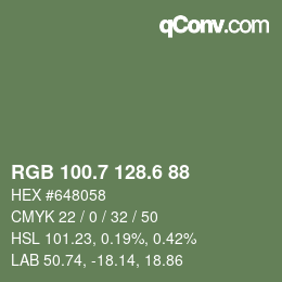 カラーコード: RGB 100.7 128.6 88 | qconv.com