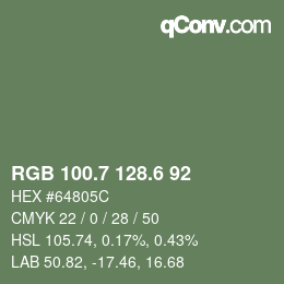 カラーコード: RGB 100.7 128.6 92 | qconv.com