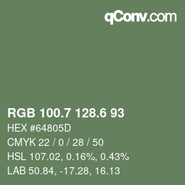 カラーコード: RGB 100.7 128.6 93 | qconv.com