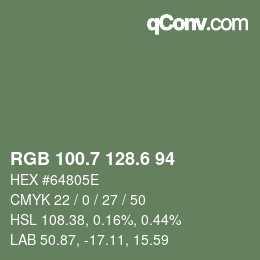 カラーコード: RGB 100.7 128.6 94 | qconv.com