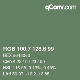 カラーコード: RGB 100.7 128.6 99 | qconv.com