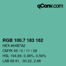 カラーコード: RGB 100.7 183 162 | qconv.com
