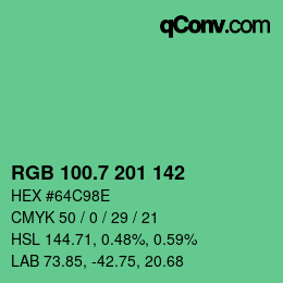 カラーコード: RGB 100.7 201 142 | qconv.com