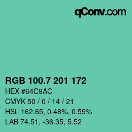 カラーコード: RGB 100.7 201 172 | qconv.com