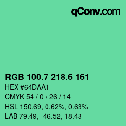 カラーコード: RGB 100.7 218.6 161 | qconv.com