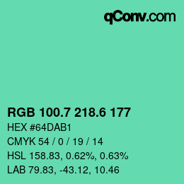 カラーコード: RGB 100.7 218.6 177 | qconv.com