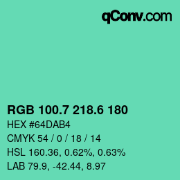 カラーコード: RGB 100.7 218.6 180 | qconv.com