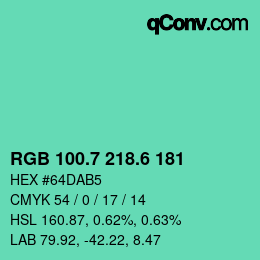 カラーコード: RGB 100.7 218.6 181 | qconv.com